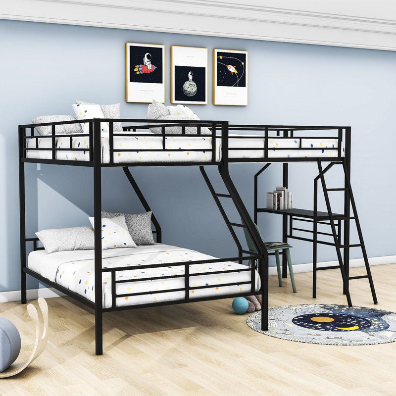 Mason Marbles Zayante Twin Over Full Twin Metal L shaped Bunk Bed with Built in Desk Wayfair Vanities